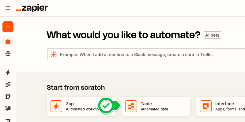 Zapier - Start from Scratch - Table